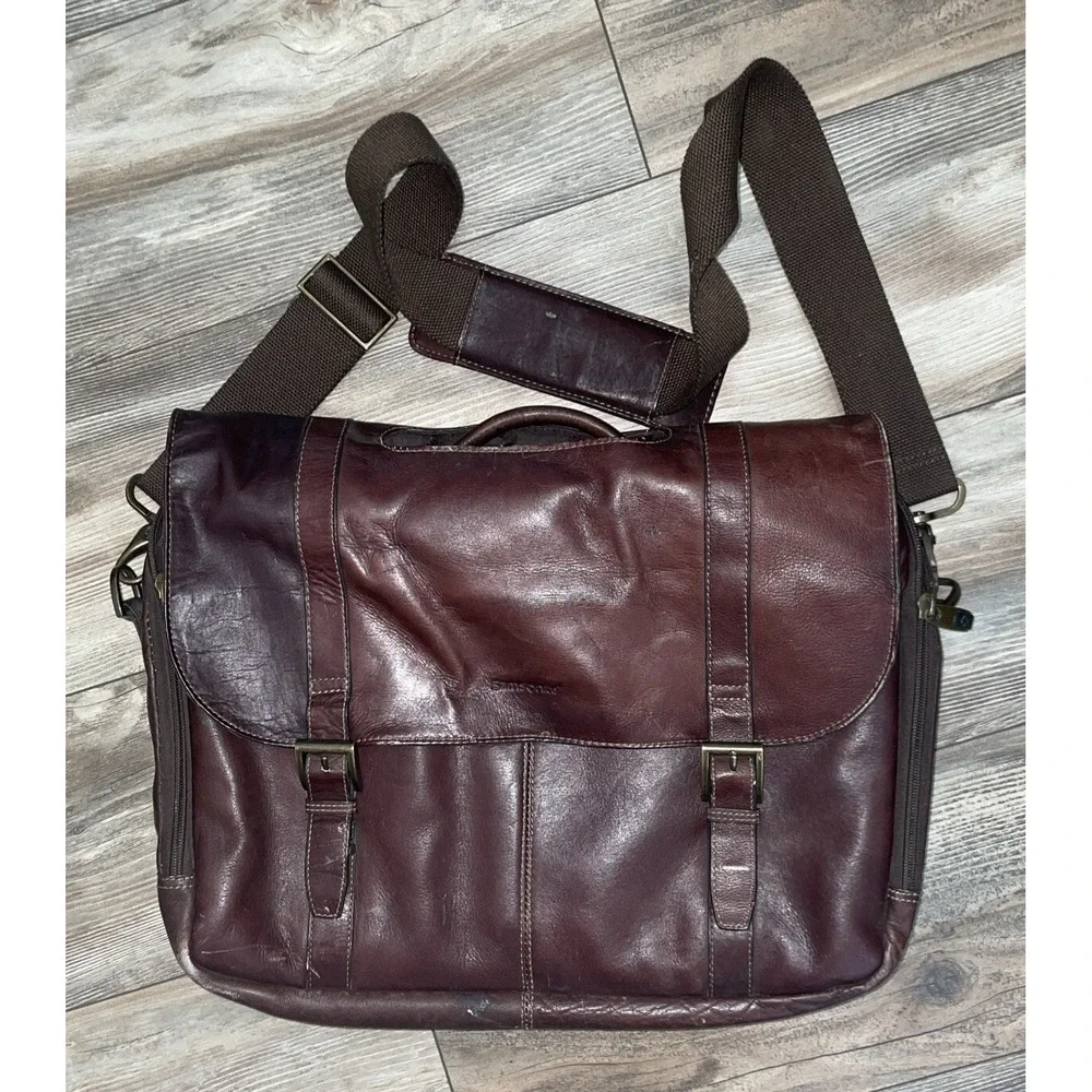 Samsonite VTG Brown Soft Leather Laptop‎ Briefcase Messenger Bag Style 923671